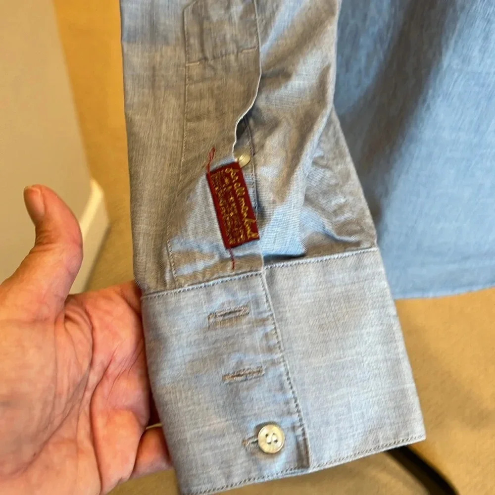 7 For All Mankind Shirt Western‎ Chambray Plaid - Picture 7 of 10